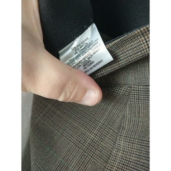 JM Collection Brown Black Green Plaid Button Clasp Zip Trouser Pants. Size 12 - Picture 9 of 12